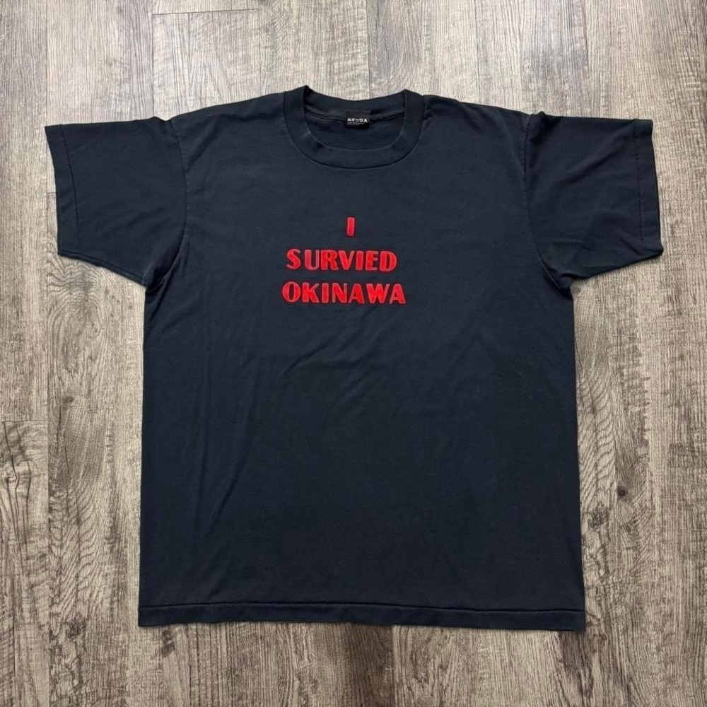 Vintage I Survived Okinawa Single Stitch Blank T-Shirt Screen Stars Japan Tee XL